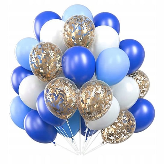 Balony Niebieskie Białe Confetti Urodziny Dekoracje 30 Szt Inna marka