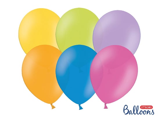 Balony, Pastel, mix, 10", 50 sztuk Strong