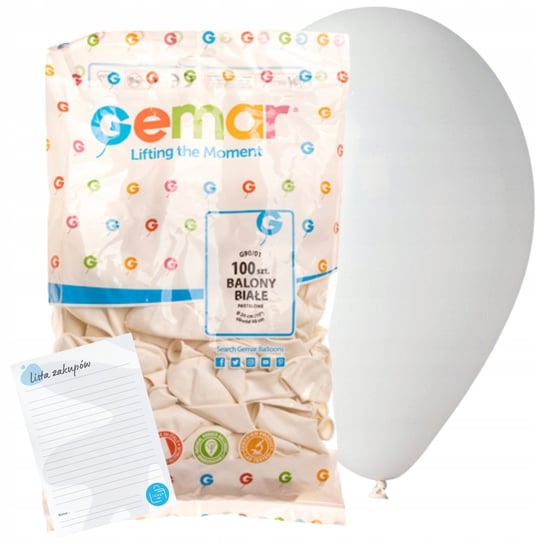 Balony pastelowe BIAŁE GEMAR G90/01 do dekoracji wesele URODZINY przyjęcie Torby Pro