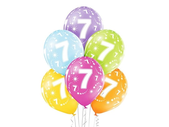 Balony pastelowe z nadrukiem "7" - 12 cali - 6 szt. BELBAL