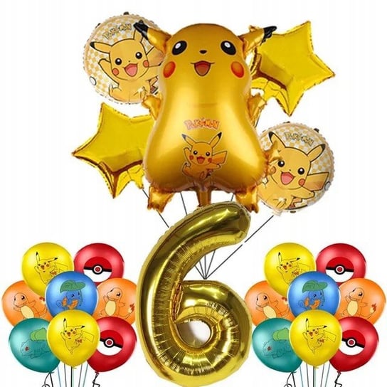 Balony Pokemon Duży Zestaw Balon Urodzinowy 18 szt. 6 Urodziny Greenzone