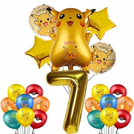 Balony Pokemon Duży Zestaw Balon Urodzinowy 18 szt. 7 Urodziny Greenzone
