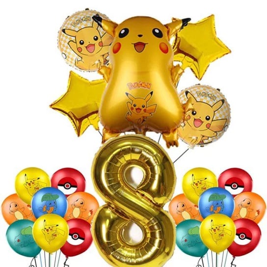 Balony Pokemon Duży Zestaw Balon Urodzinowy 18 szt. 8 Urodziny Greenzone