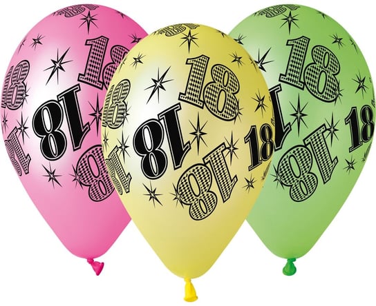 Balony Premium, 12", 18. Urodziny, 5 sztuk Gemar