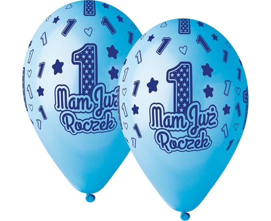 Balony Premium, 13", Mam Już Roczek, niebieskie, 5 sztuk Gemar