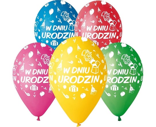 Balony Premium, 13", W Dniu Urodzin, 5 sztuk Gemar