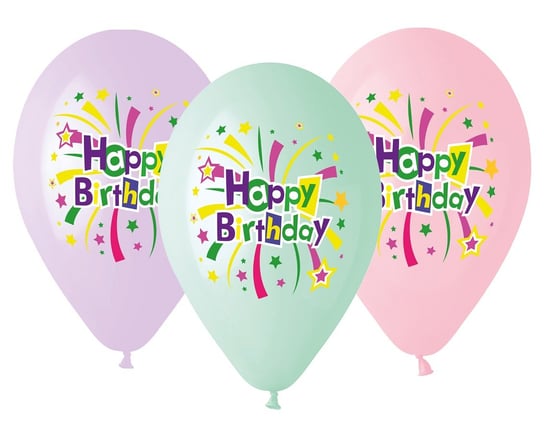 Balony Premium, Happy Birthday, 5 sztuk Gemar