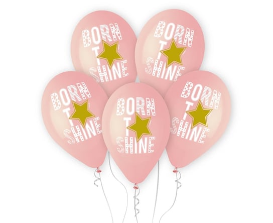 Balony Premium Hel Born To Shine (Różowe), 13"/ 5 Szt. Gemar