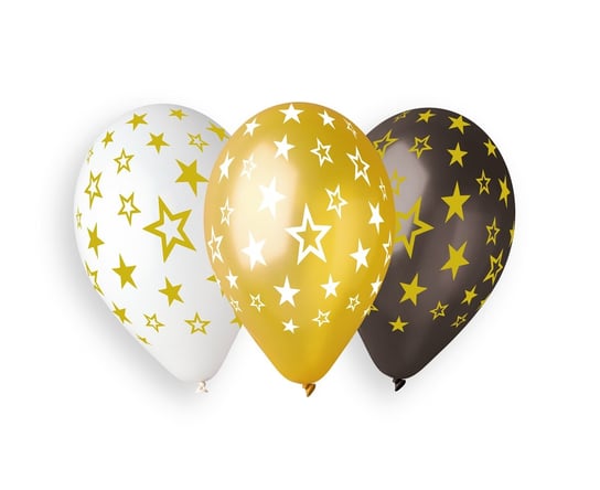 Balony Premium Hel, gwiazdy, złote, 13 ", 6 sztuk GODAN