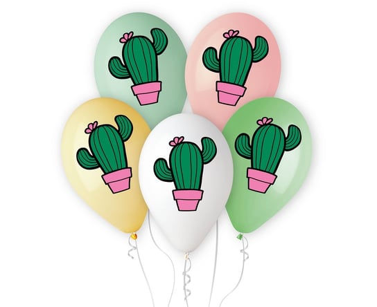 Balony Premium Hel Kaktus Z Kwiatkiem, 13"/ 5 Szt. Gemar
