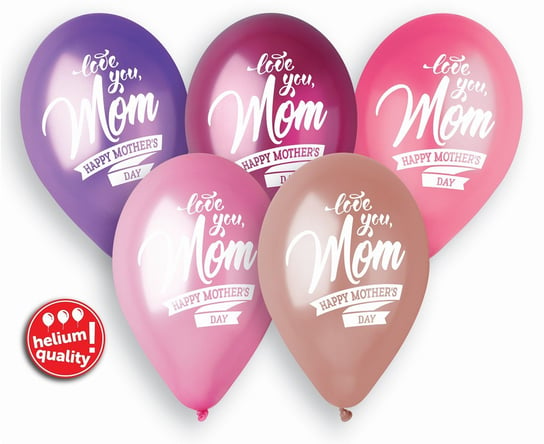 Balony, Premium Hel Mother’s Day, mix, 13", 5 sztuk Gemar