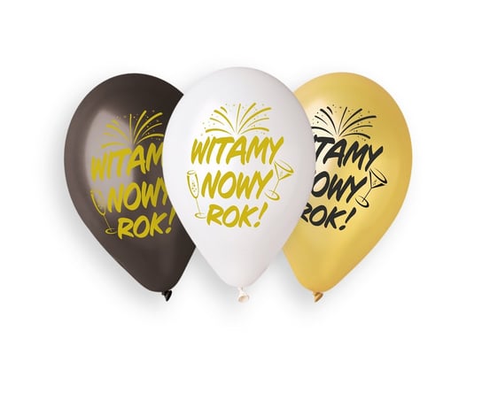 Balony Premium Hel, Witamy Nowy Rok, 13", 5 sztuk GODAN