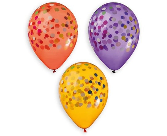Balony Premium, kolorowe konfetti, crystal mix, 5 sztuk GoDan