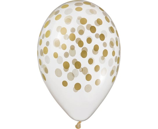 Balony Premium, Konfetti złote, transparentne, 5 sztuk Gemar