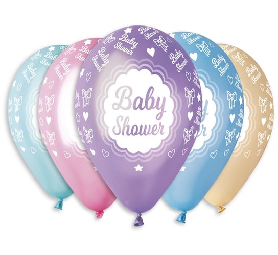 Balony Premium, metaliczne, Baby shower, 5 sztuk Gemar