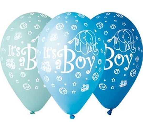 Balony Premium, metaliczne, It's a boy, 5 sztuk Gemar
