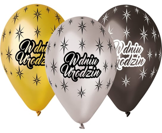Balony Premium, metaliczne, W dniu urodzin, 6 sztuk Gemar