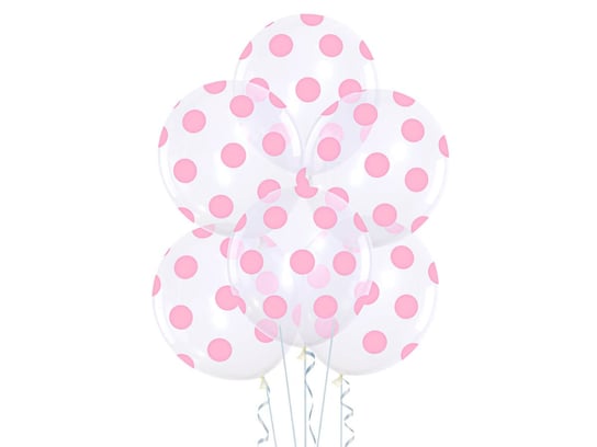 Balony Przezroczyste W Różowe Kropki - 30 Cm - 100 Szt. PartyPal