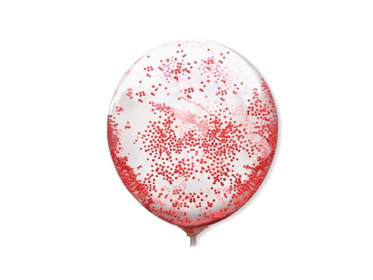Balony przezroczyste z czerwonymi piankowymi kuleczkami - 30 cm - 5 szt. DP