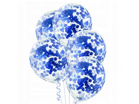 Balony Przezroczyste Z Niebieskim Konfetti - 30 Cm - 5 Szt PartyPal