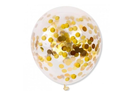 Balony przezroczyste ze złotym konfetti - 30 cm - 5 szt DP