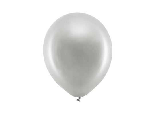 Balony Rainbow 23 cm metalic srebrny, 100 szt. Party Deco