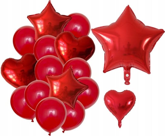 Balony Serca Gwiazdy 14Szt Bal Urodziny Walentynki Edibazzar