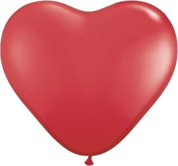 Balony, serce, 16", czerwone, 6 sztuk PartyDeco