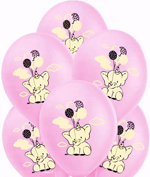 Balony słoniki, różowe B85 Ø 27 cm, 5 szt. somgo