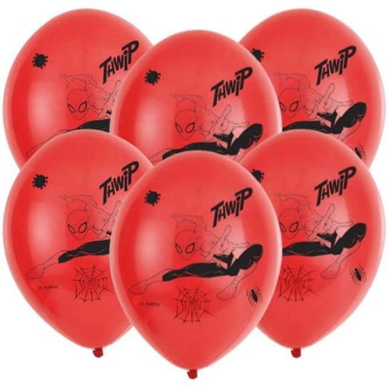 Balony, Spider-Man, 11", czerwony, 6 sztuk Amscan