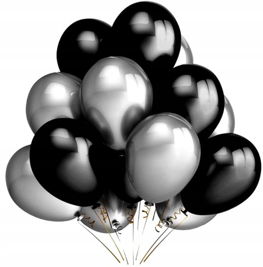 Balony Srebrne Czarne 50szt Ślub Wesele Urodziny Edibazzar