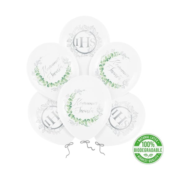 Balony stroik Komunia Święta IHS białe srebrne x6 Inna marka