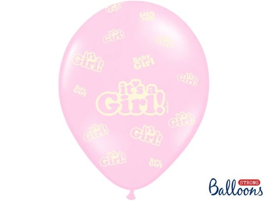 Balony Strong, It's a Girl, Pastel Baby Pink, 30 cm, 6 sztuk PartyDeco