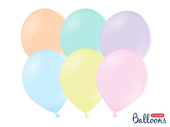 Balony, Strong, Pastel, 12 cm, mix kolorów, 100 sztuk PartyDeco