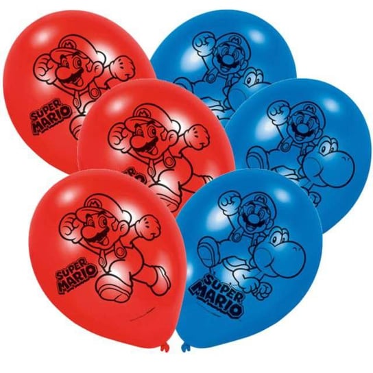 Balony, Super Mario Bros, Pastel Mix, 9", 6 Sztuk Amscan