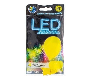Balony świecące LED, żółte, 4 sztuki GoDan