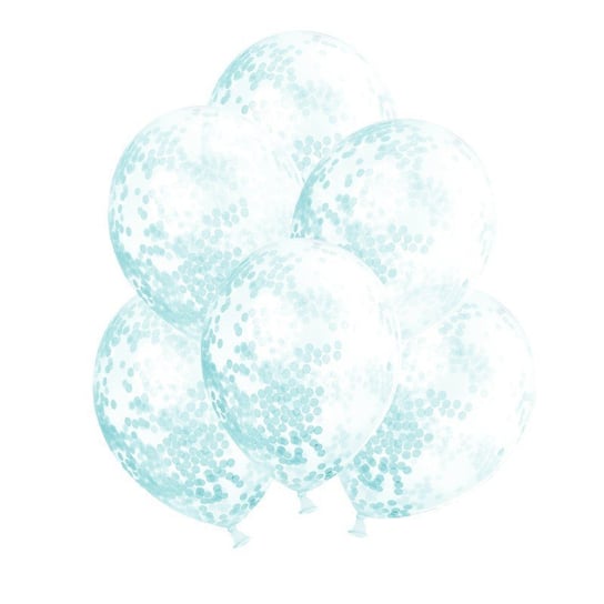 Balony transparentne + papierowe konfetti, koła 30cm, 10szt, błękitne NiebieskiStolik