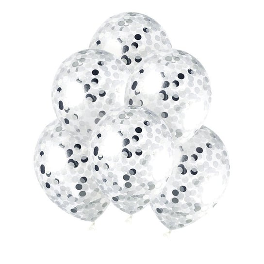 Balony transparentne z konfetti koła, 30cm, 10szt, srebrne NiebieskiStolik