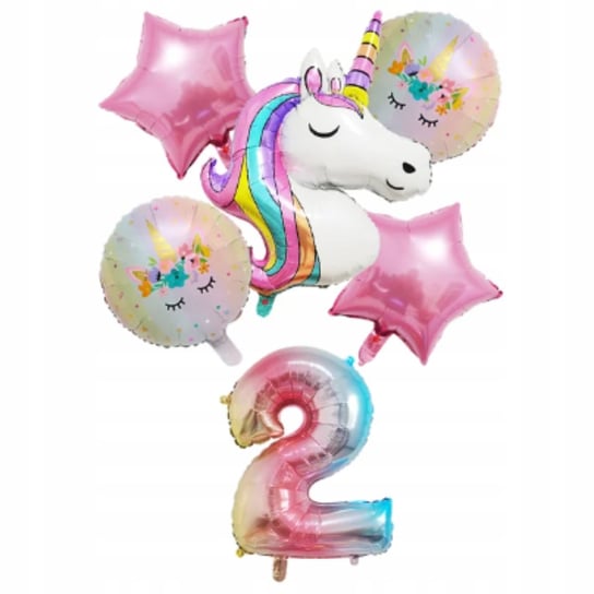 BALONY UNICORN JEDNOROŻEC DEKORACJA URODZINY CYFRA 2 Inna marka