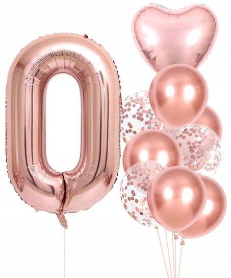 Balony urodzinowe 10szt Róż konfetti litera 0 Edibazzar