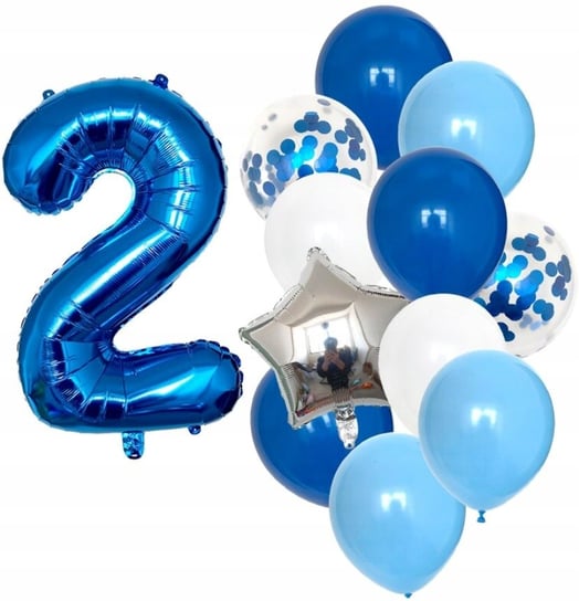 Balony Urodzinowe 12Szt Niebieskie Cyfra 2 Latka Edibazzar