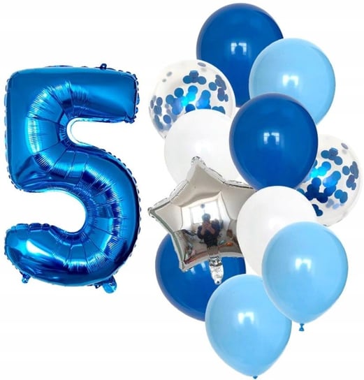 Balony Urodzinowe 12Szt Niebieskie Cyfra 5 Latka Edibazzar