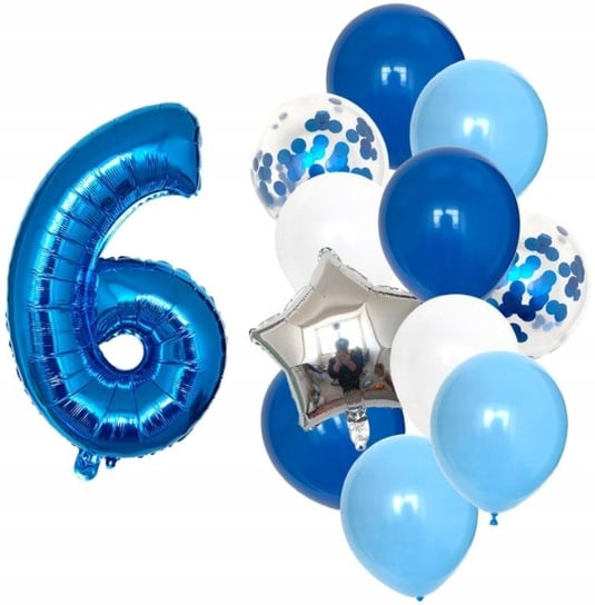 Balony Urodzinowe 12Szt Niebieskie Cyfra 6 Latka Edibazzar