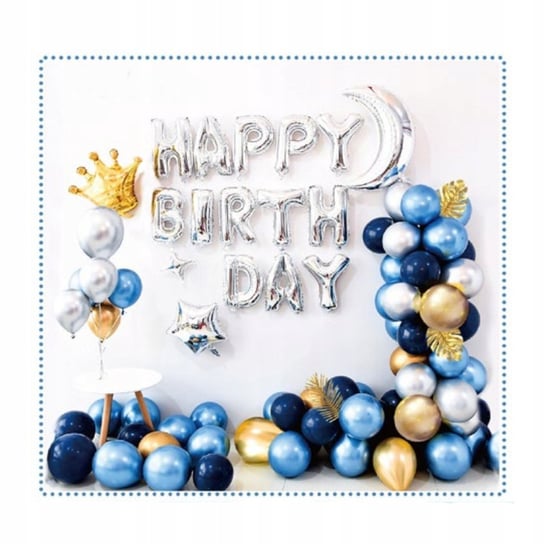 Balony Urodzinowe Niebieskie Zestaw Dekoracji Midex