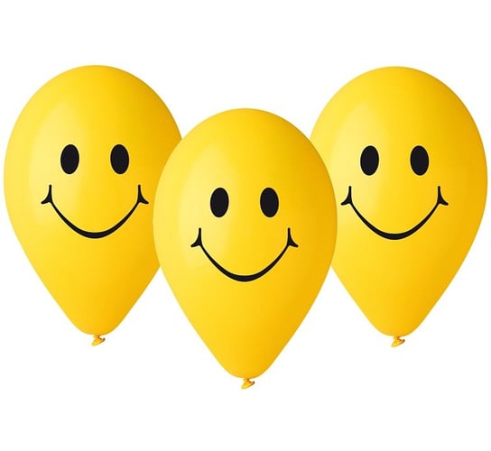 Balony, uśmiechy, 12", żółte, 5 sztuk GoDan