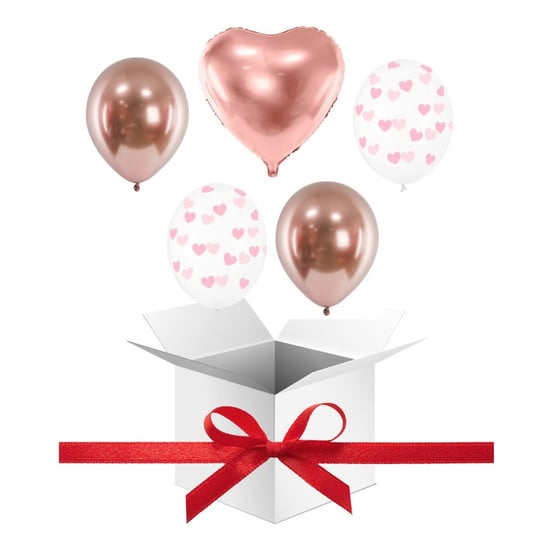 Balony z HELEM na walentynki lub dzień kobiet różowe złoto + Pudełko prezentowe 50x50x50cm + karteczka z Twoimi życzeniami Inna marka