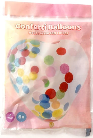 Balony z konfetti 30 cm 6 sztuk. Serduszka Inny producent