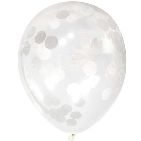 Balony z konfetti, Classic, 12", białe, 4 sztuki Folat