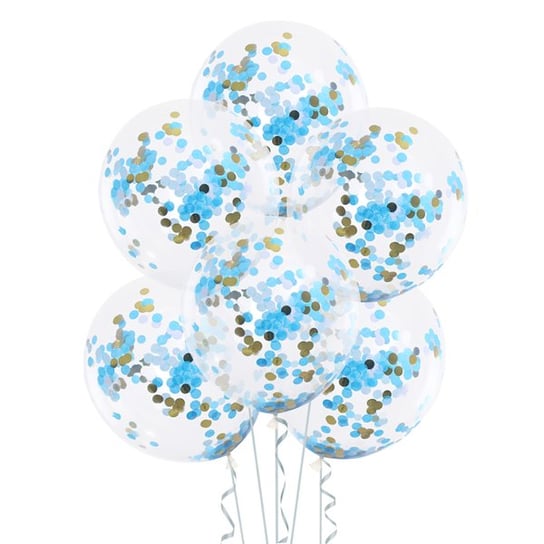 Balony z konfetti niebiesko-złotym PartyPal