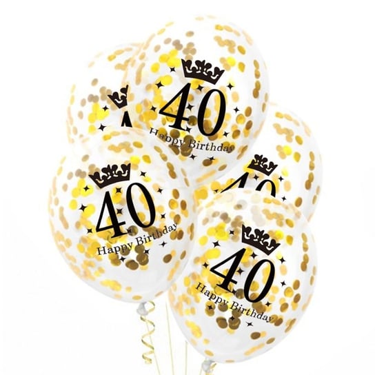 Balony z konfetti złotym, 40 urodziny, 30cm, 100szt. PartyPal